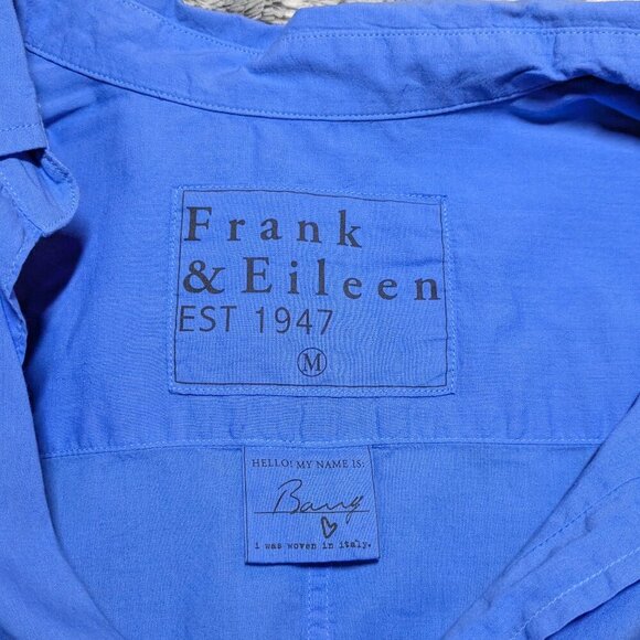 Frank & Eileen Barry Blue Blouse Featherweight Button Down Top Medium - Picture 4 of 7